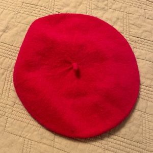 Hot Pink wool blend beret hat